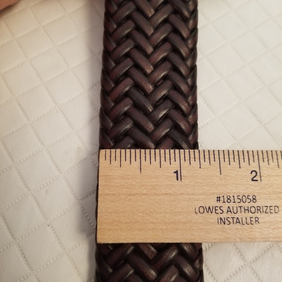 Mens Belt Braided  Bonded Leather Brown Size 50/126 Silver Colored Buckle - Picture 6 of 9
